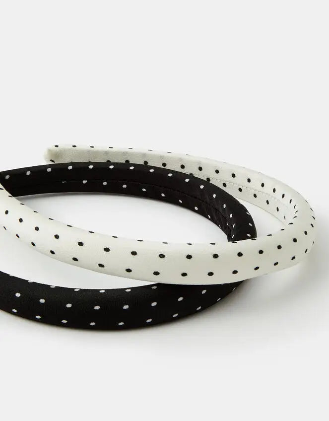 2X MONO POLKA DOT HEADBAND