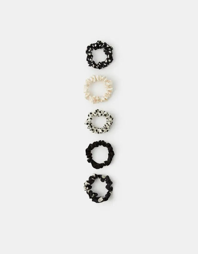 5X MONO POLKA DOT SCRUNCH