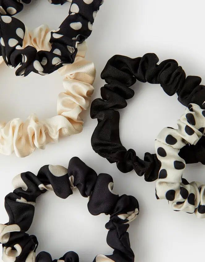 5X MONO POLKA DOT SCRUNCH