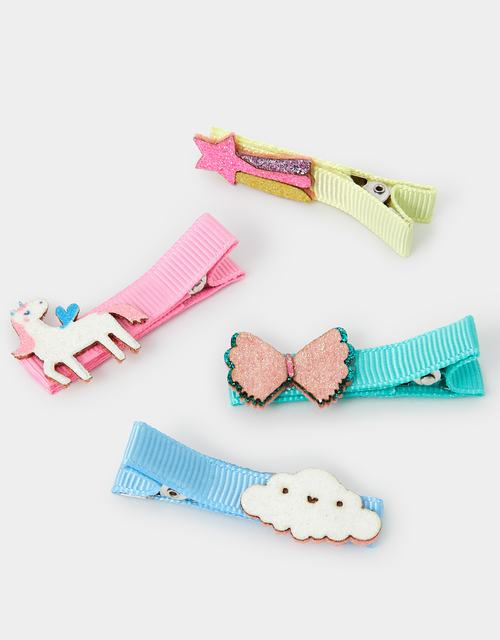 4-Pack Girls Unicorn Salon Hair Clips