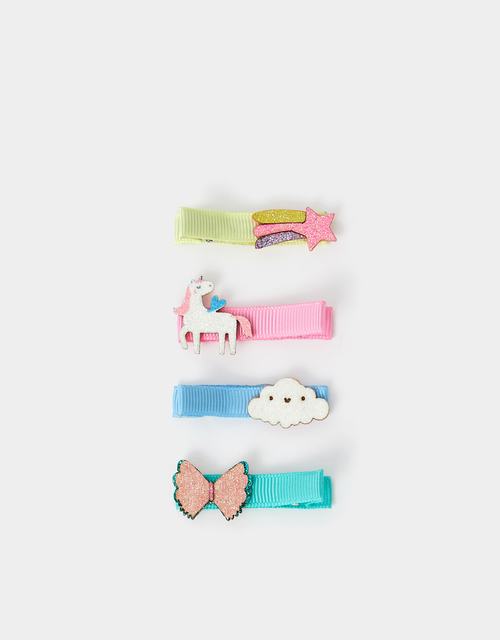 4-Pack Girls Unicorn Salon Hair Clips