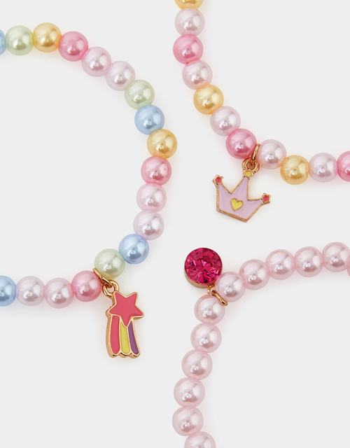 3-Pack Girls Princess Charm Bead Bracelets