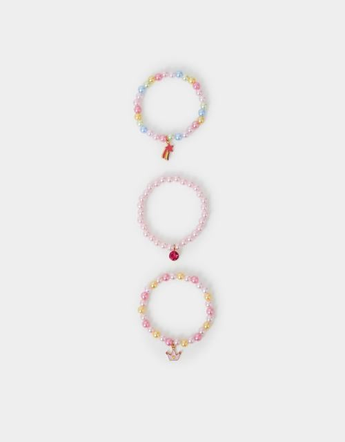 3-Pack Girls Princess Charm Bead Bracelets