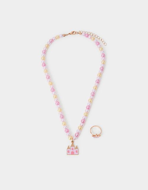 Girls Princess Charm Necklace and Ring Set