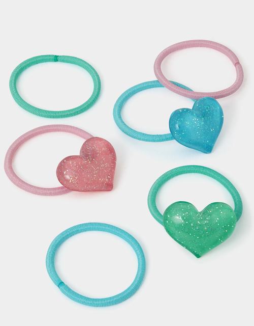 6-Pack Girls Glitter Heart Hair Bands