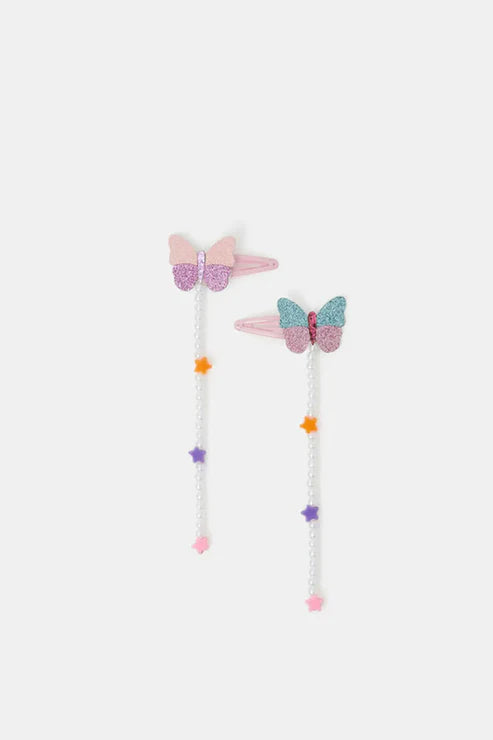 2-Pack Girls Butterfly Dangly Hair Clips