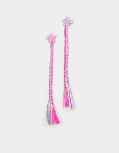 2-Pack Girls Faux Hair Plait Star Clips
