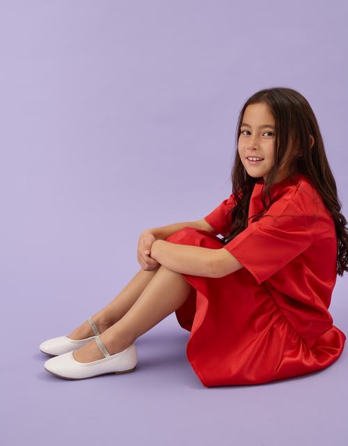 Girls Diamanté Strap Ballet Flats Ivory