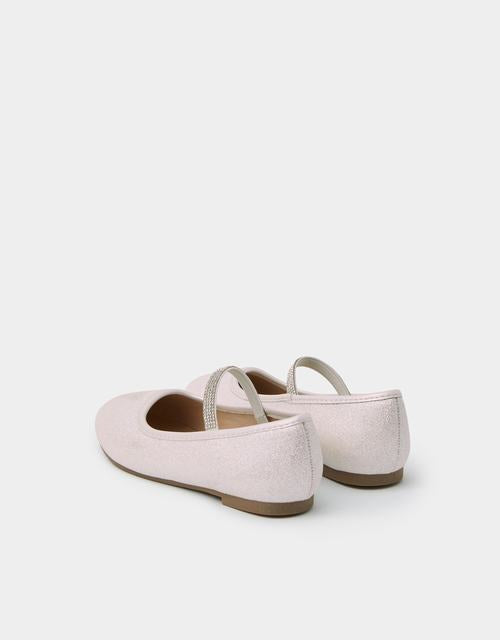 Girls Diamanté Strap Ballet Flats Ivory