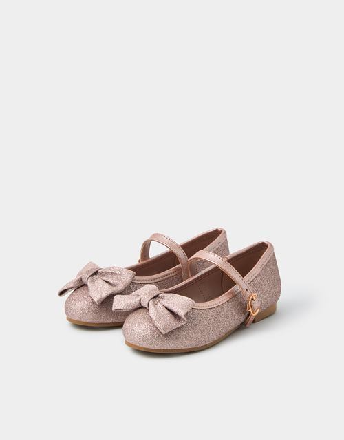 Girls Bow Glitter Ballet Flats Pink
