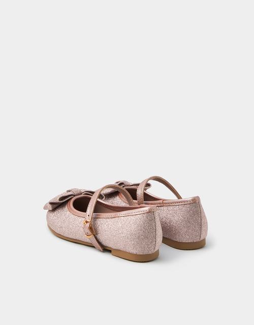 Girls Bow Glitter Ballet Flats Pink