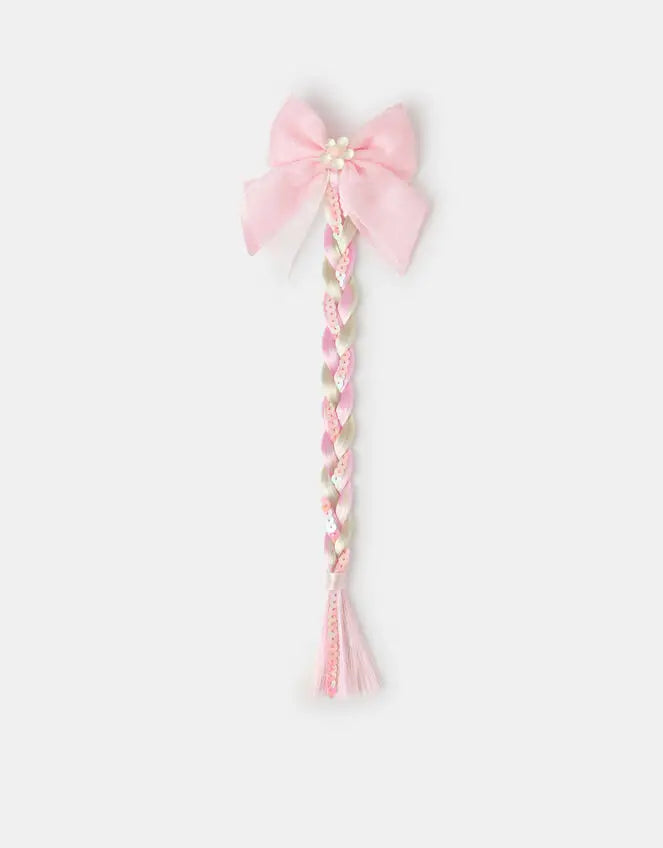 SEQUIN PLAIT FAKE HAIR BOW CLIP