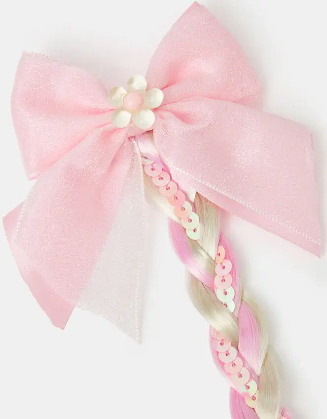 SEQUIN PLAIT FAKE HAIR BOW CLIP
