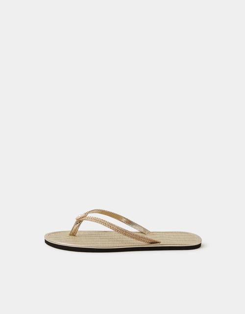 Sun Seagrass Flip Flops Gold