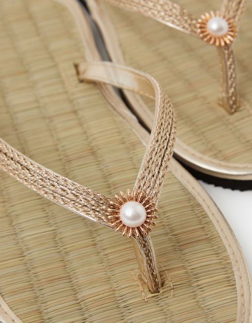 Sun Seagrass Flip Flops Gold