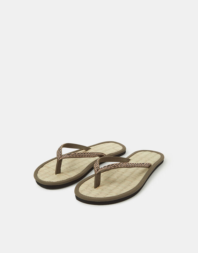 Braided Strap Flip Flops Green
