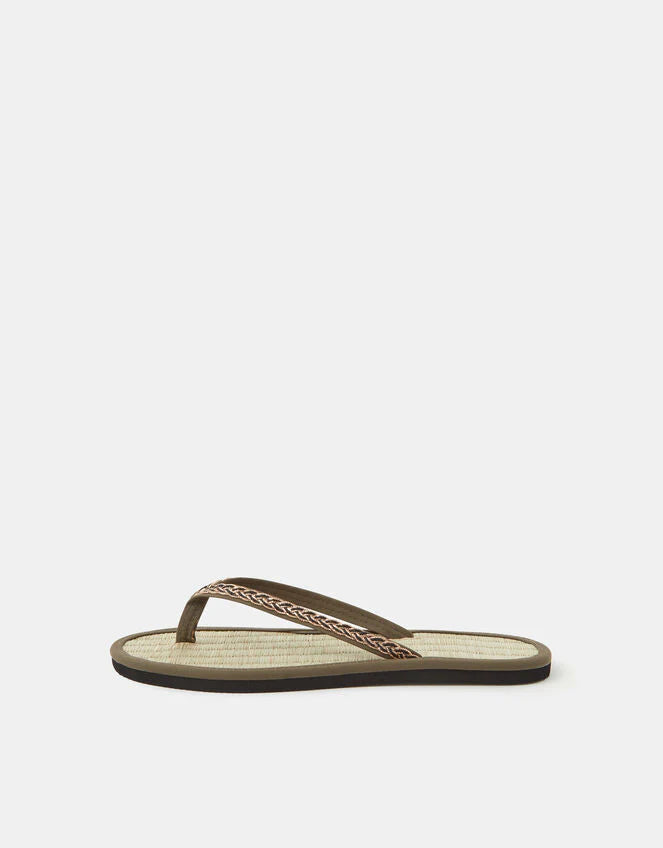 Braided Strap Flip Flops Green
