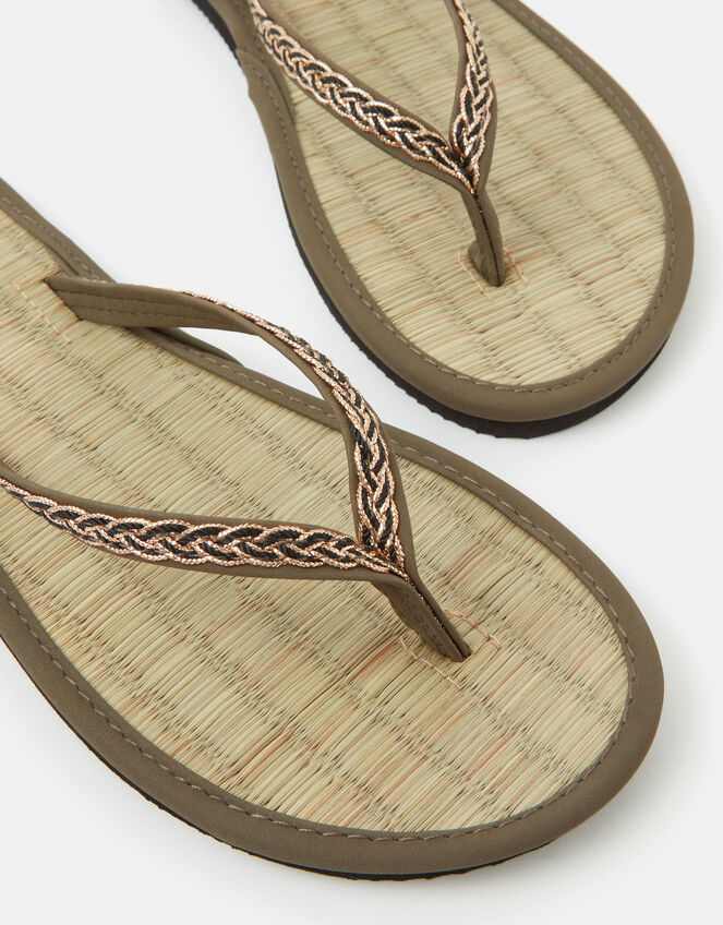 Braided Strap Flip Flops Green