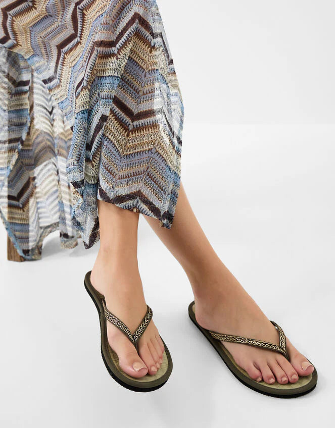 Braided Strap Flip Flops Green