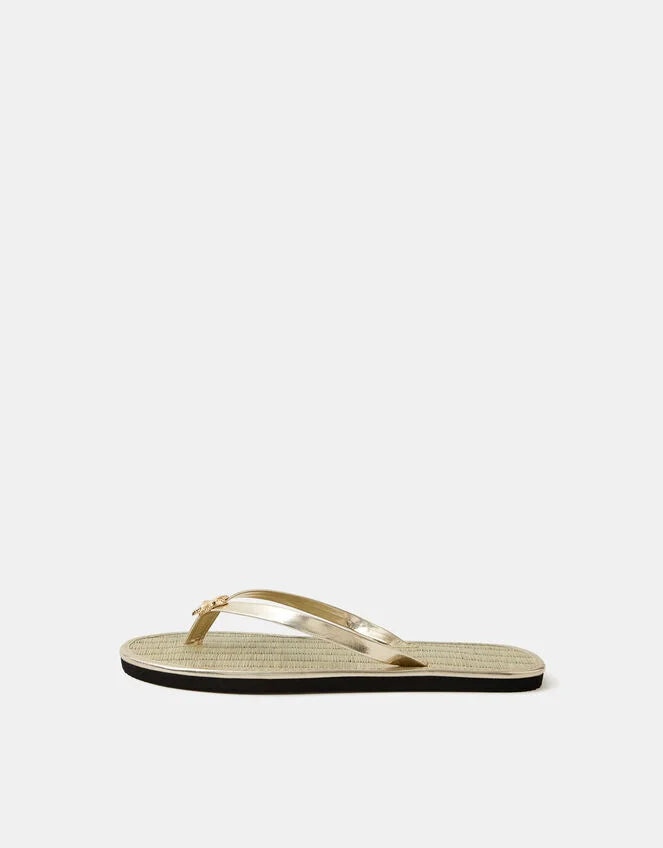 Starfish Metallic Seagrass Flip Flops Gold