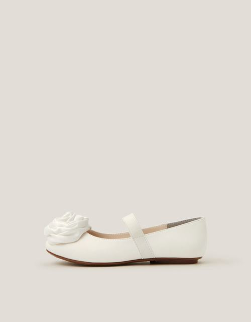 Rosette Strap Ballet Flats Ivory